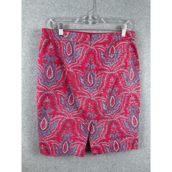 J. Crew No 2 Pencil Skirt Raj Paisley Red Blue Career Slim Fit Womens Size 8 - Picture 4 of 11